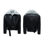 【25s Nov.】Riveted Faux Wolf Fur Collar Thickened Cotton Coat