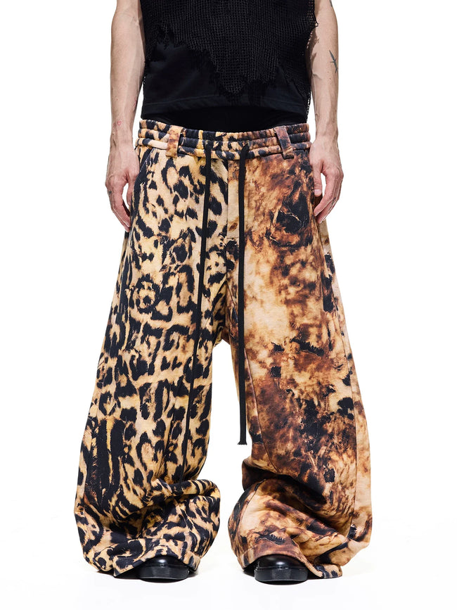 【26s May】Distorted Leopard 3D Print Wide-Leg Sweatpants Hover Image