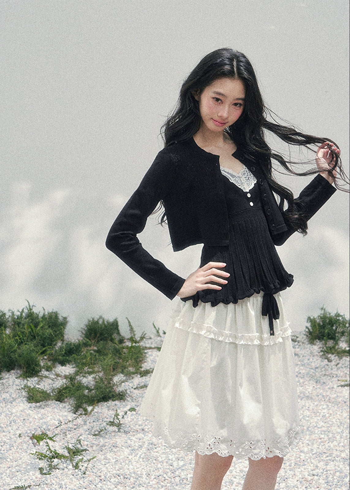 Noir Whisper Lace Twinset