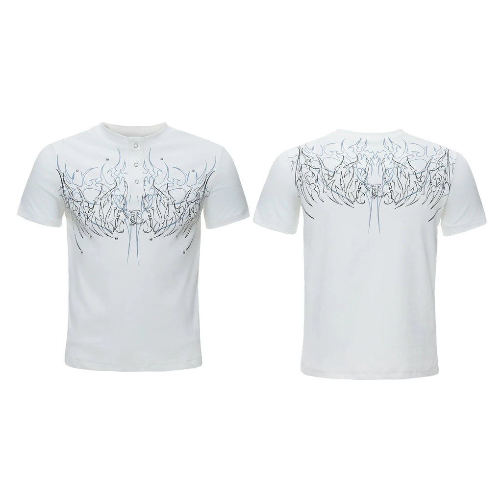 Gothic Flame Studded Slim Tee
