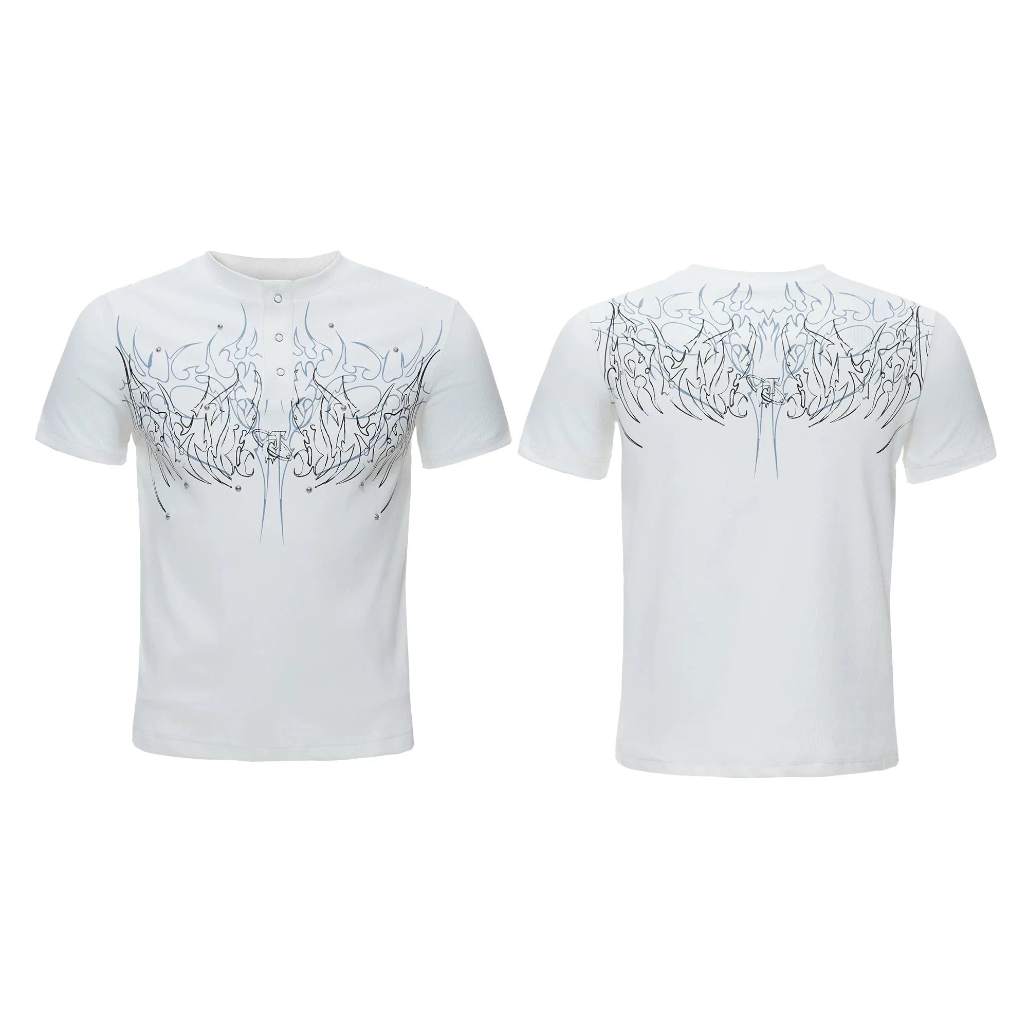 Gothic Flame Studded Slim Tee