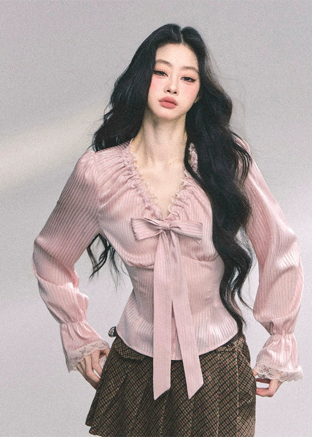 Rosée Satin Stripe Lace Top