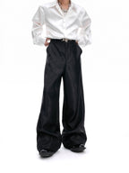 【25s Aug.】Liquid Glossy Flowy Straight-Leg Trousers