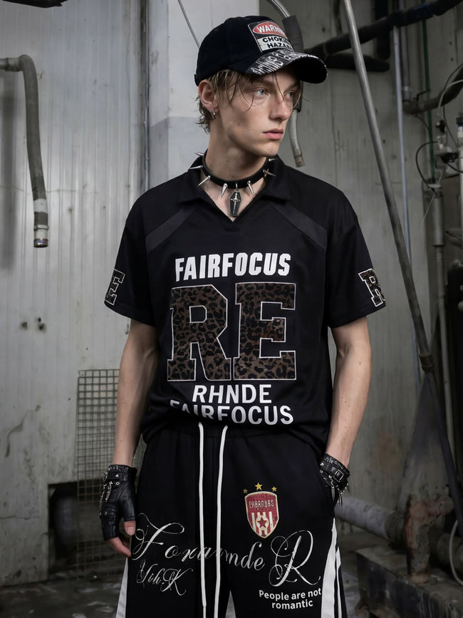 Leopard Embroidered Polo Jersey Tee Hover Image