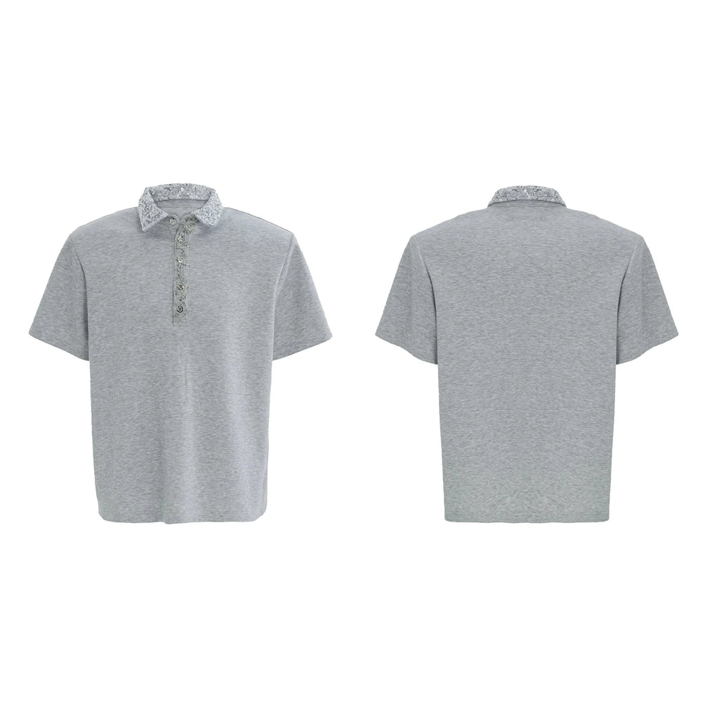 【25s Jun.】Sequined Safety Pin Polo Shirt T-shirt