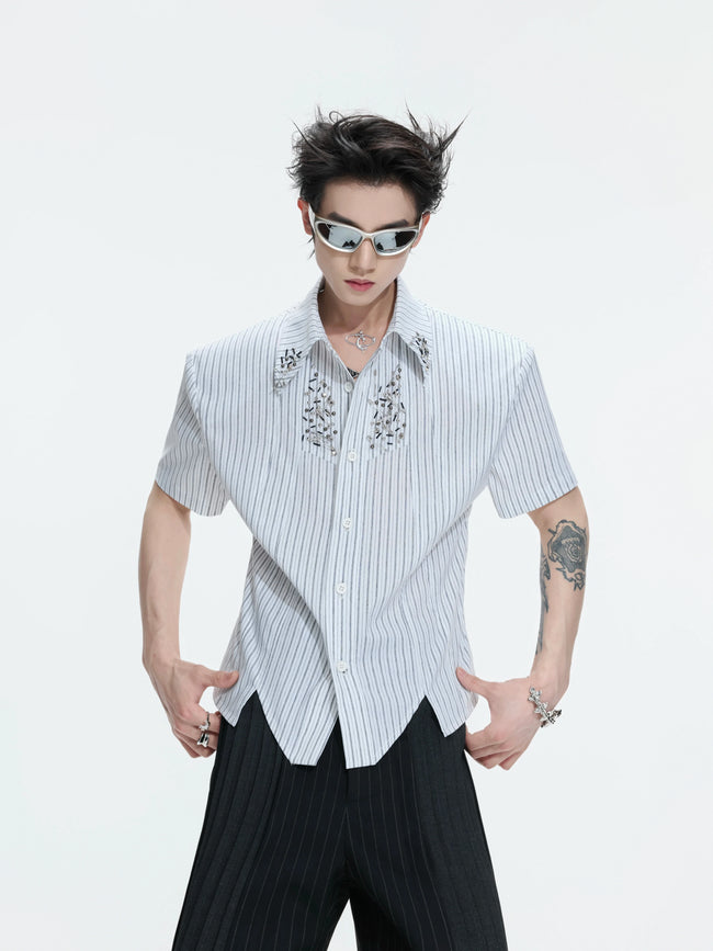 Structured Stand Collar Asymmetric Shirt Main Image