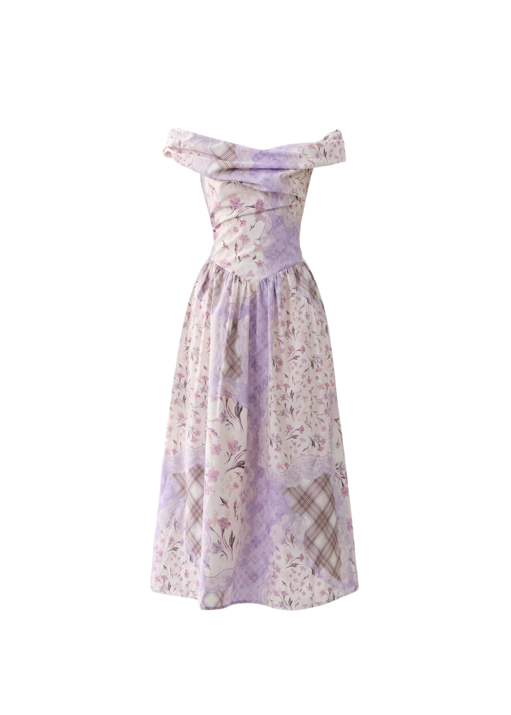 Purple Mist Floral Off-Shoulder Dress