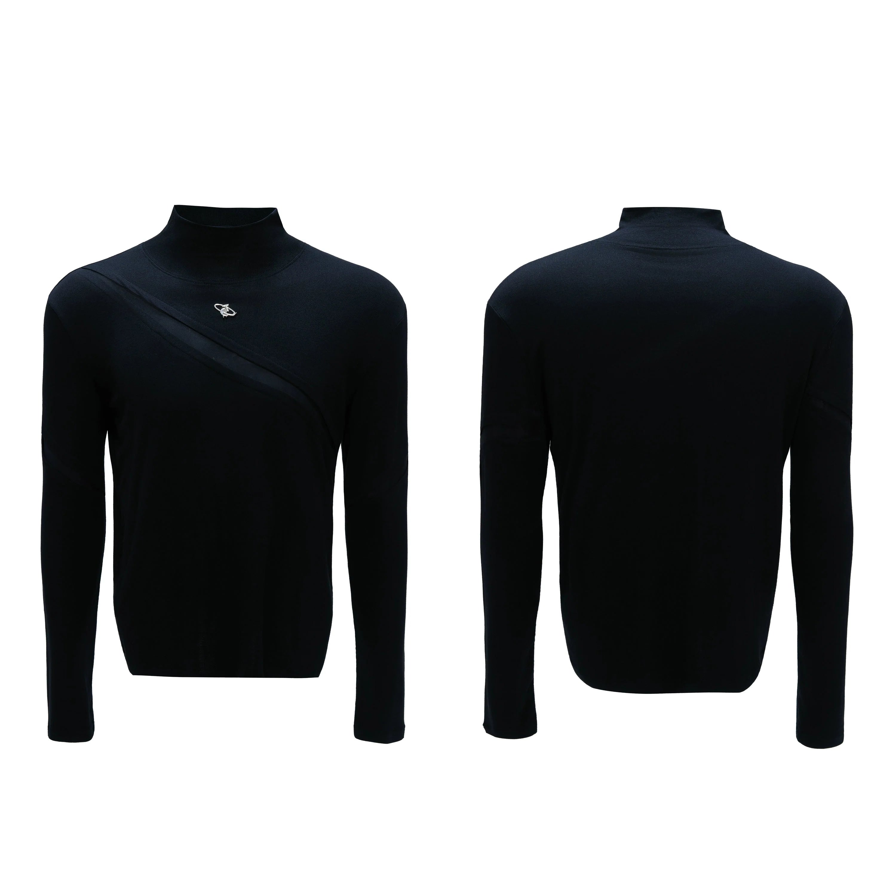 【25s Nov.】High-neck Deconstructed Base Layer High-elastic Metallic T-shirt