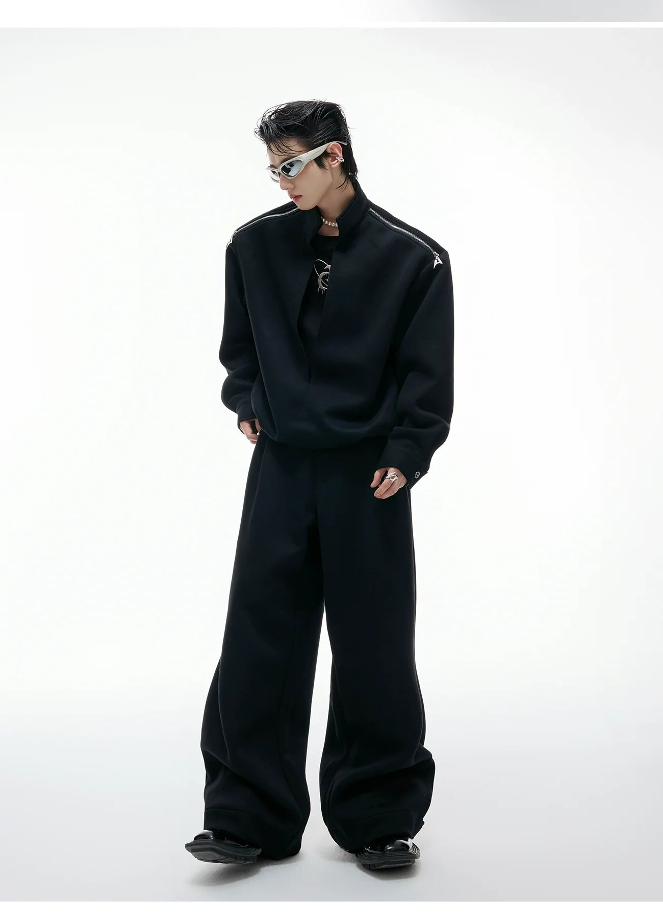 【25s Aug.】Mock Two-Piece Mock Neck Zip Hoodie & Sweatpants Set