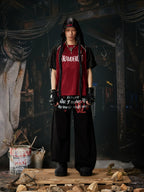 Red Black Contrast Jersey Tee