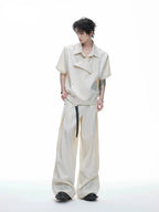 Embroidered Asymmetric Stripe Shirt Tee