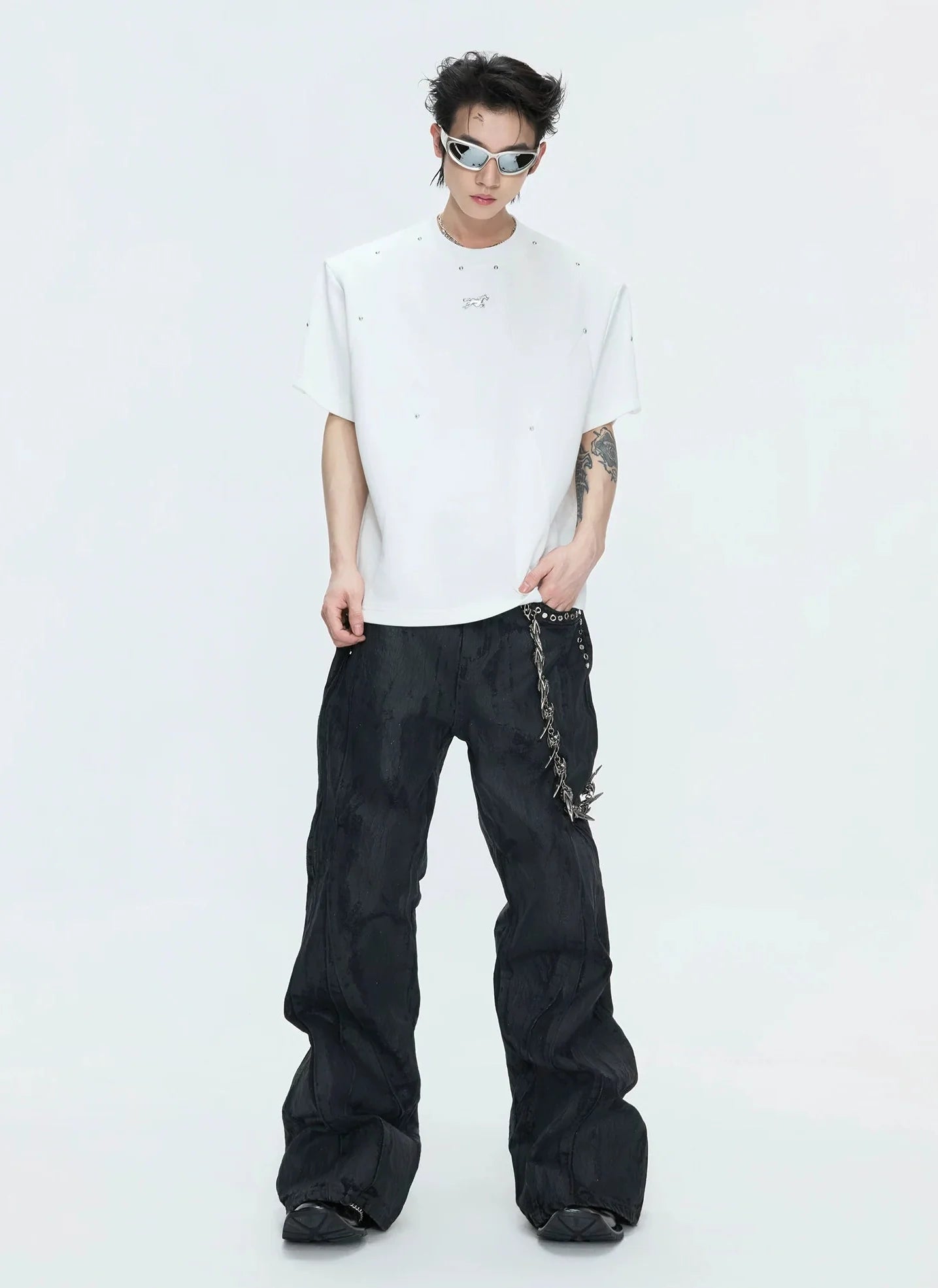 【26s May】Studded Deconstructed Boxy Shoulder Tee