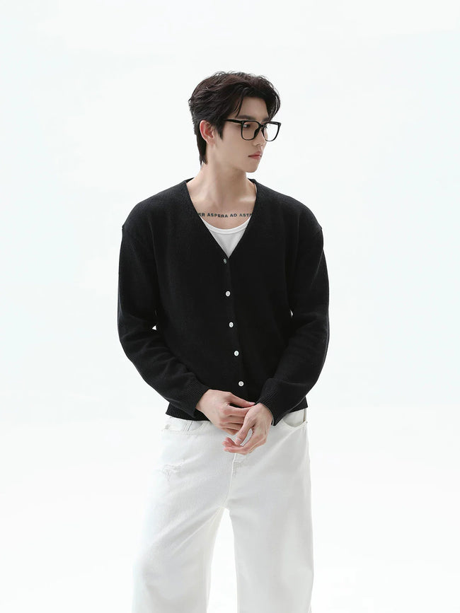 【26s Jan.】Old-Money V-Neck Soft Knit Cardigan Hover Image