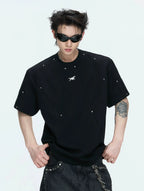 【26s May】Studded Deconstructed Boxy Shoulder Tee