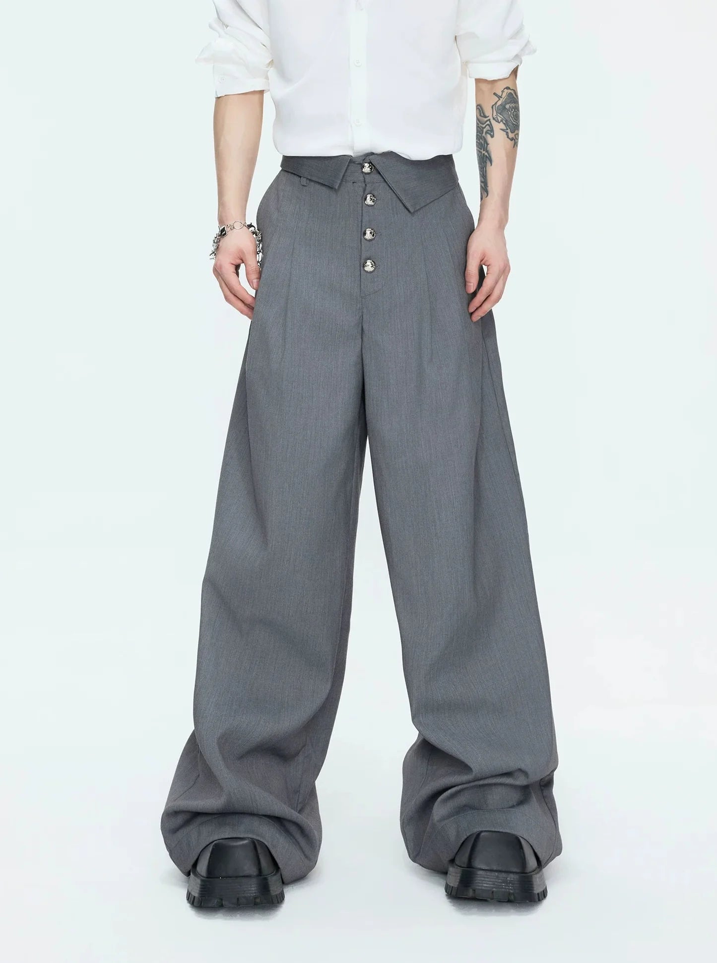 【26s Apr.】Silver Detail Double-Breasted Tailored Suit Set