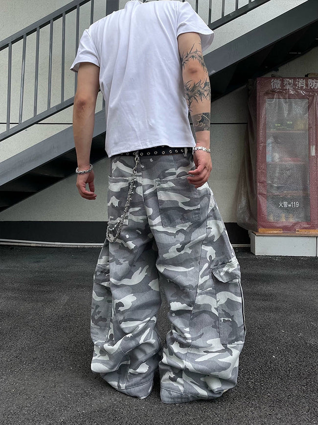 【25s Jun.】Vintage Multi-Pocket Camouflage Cargo Wide-Leg Pants Main Image