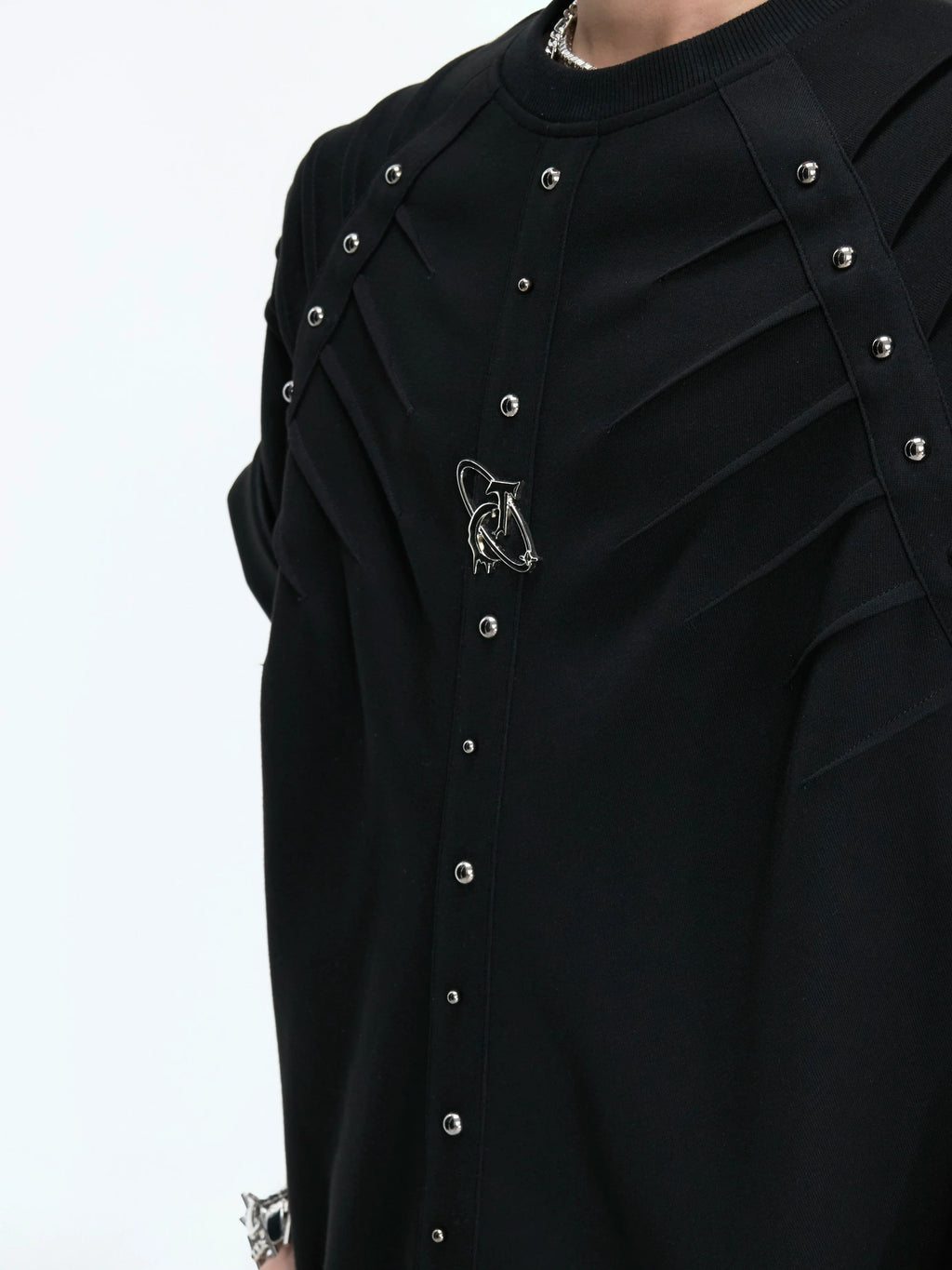 【26s Apr.】Studded Pleated Spine Structure Tee