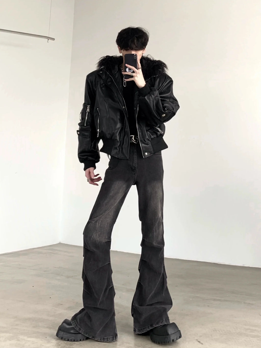 【25s Sep.】Punk Mountain Eagle Large Fur Collar Jacket