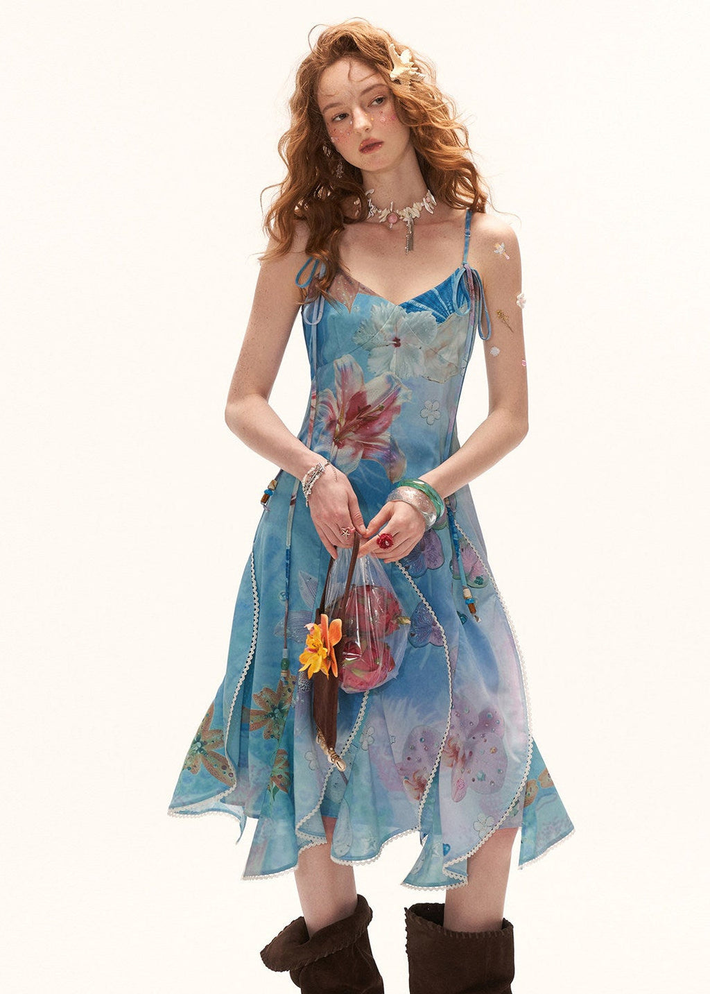 Undersea Bloom Layered Maxi Dress