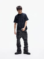 Distressed Raw Hem Slim Straight Jeans