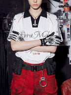 Black White Contrast Football Jersey Tee