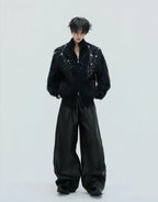 【25s Nov.】High-neck Plush Pearl Embellished Sweater