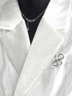 【26s Apr.】Pleated Double-Breasted White Blazer