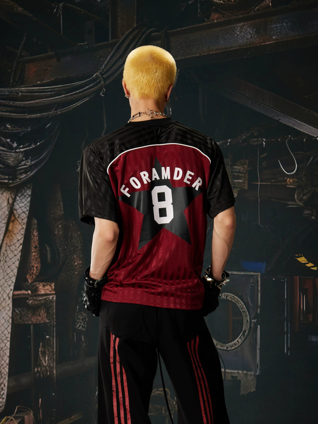 Red Black Contrast Jersey Tee