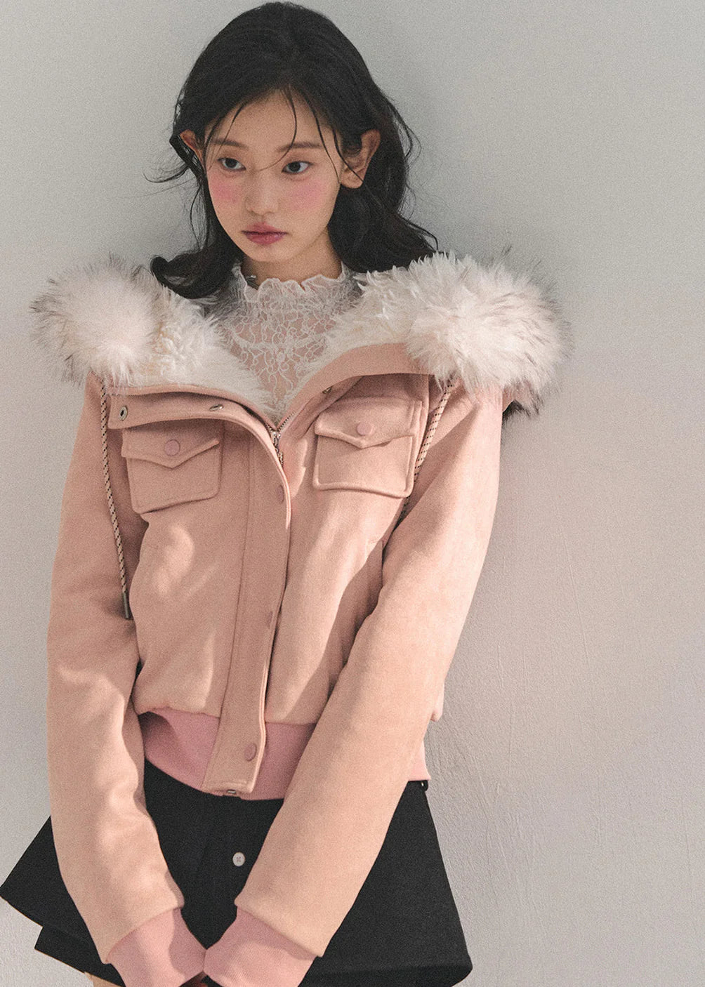Frost Petal Faux-Fur Hooded Jacket