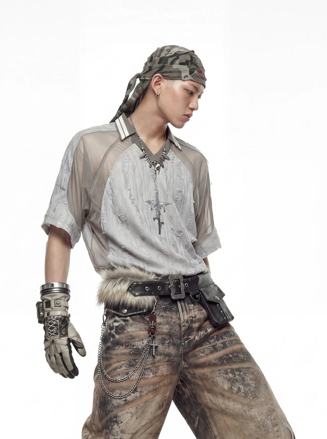 Deconstructed Patchwork Distressed Jersey Tee Hover Image