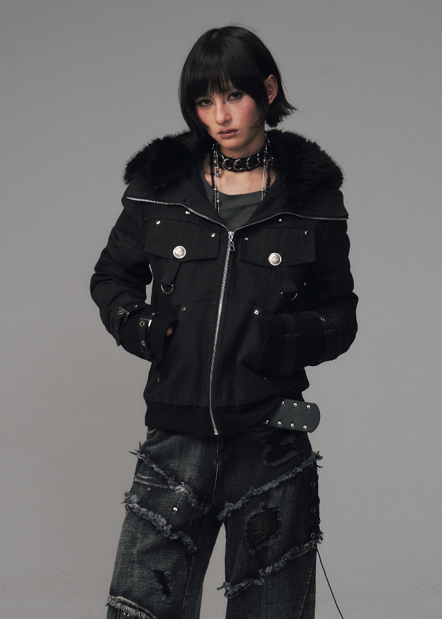 Nightfang Detachable Fur Hood Combat Jacket