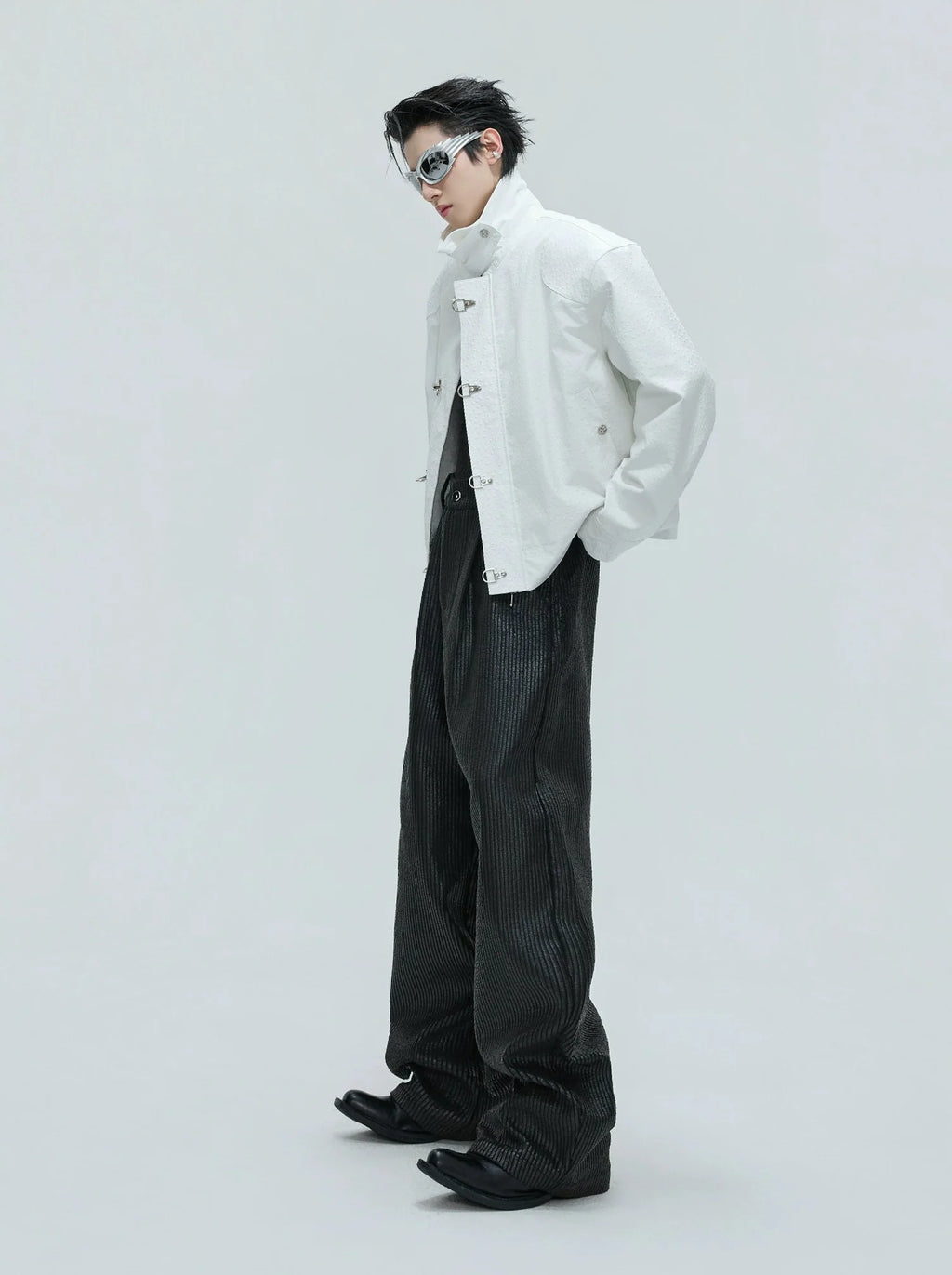 【25s Nov.】Ostrich Leather Aircraft Button Plush Leather Jacket