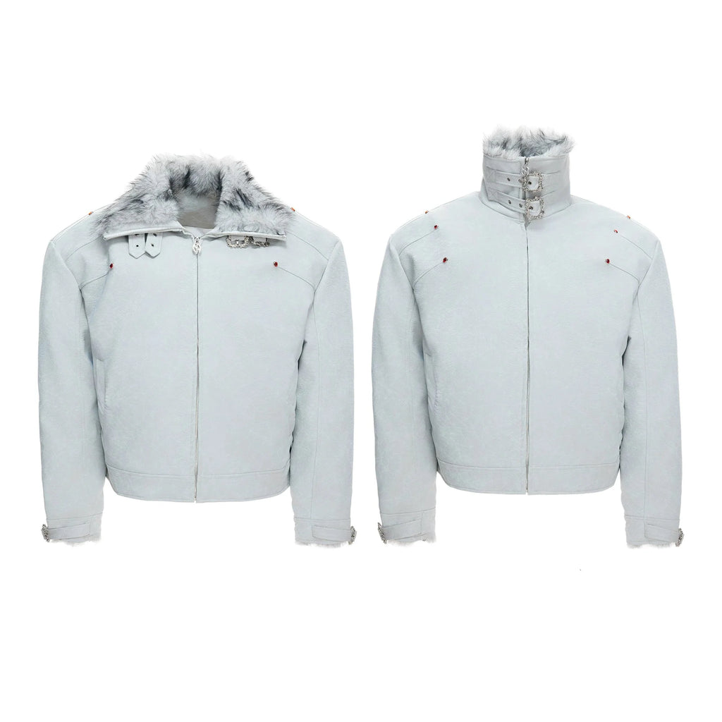 【26s Jan.】Black Python Textured Eagle Down Leather Jacket