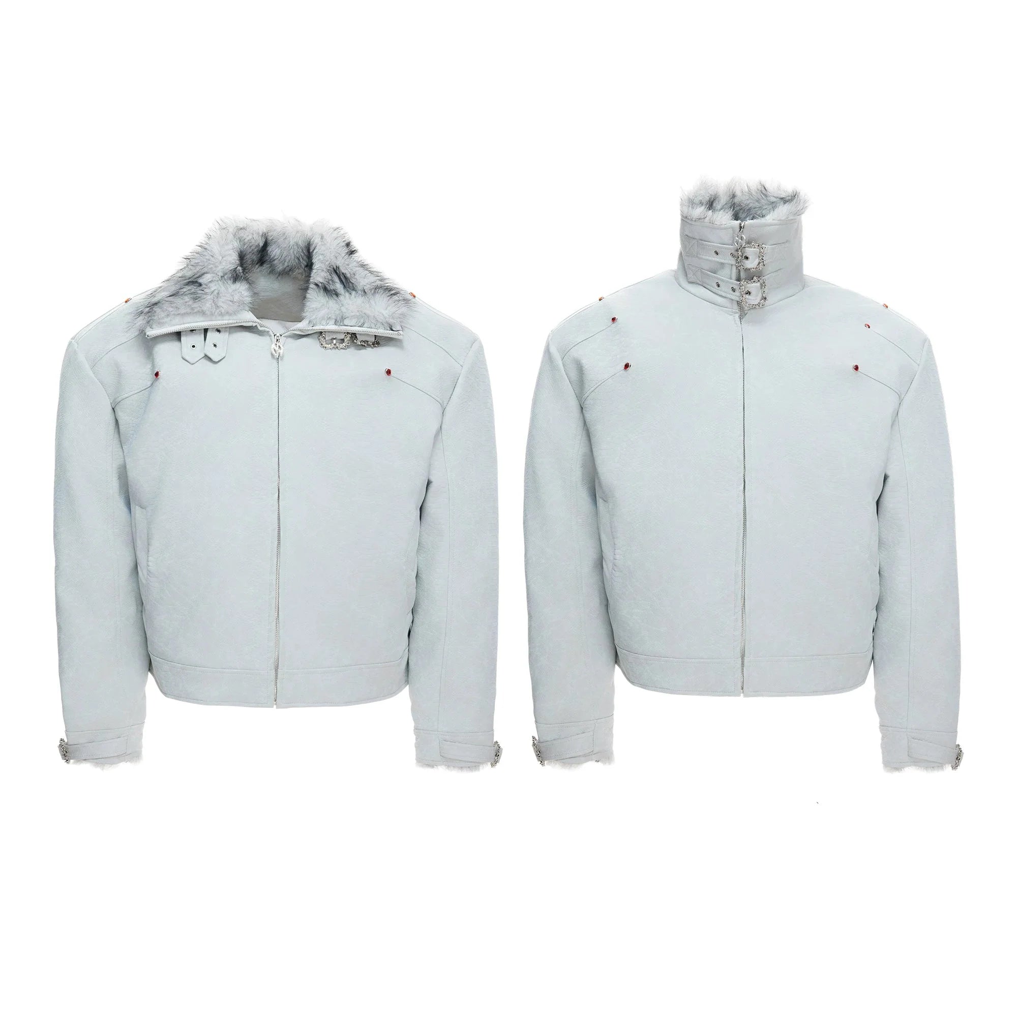 【26s Jan.】Black Python Textured Eagle Down Leather Jacket