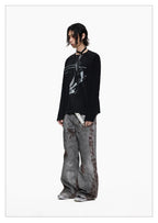 Distressed Punk Guitar Graphic Long Sleeve Tee