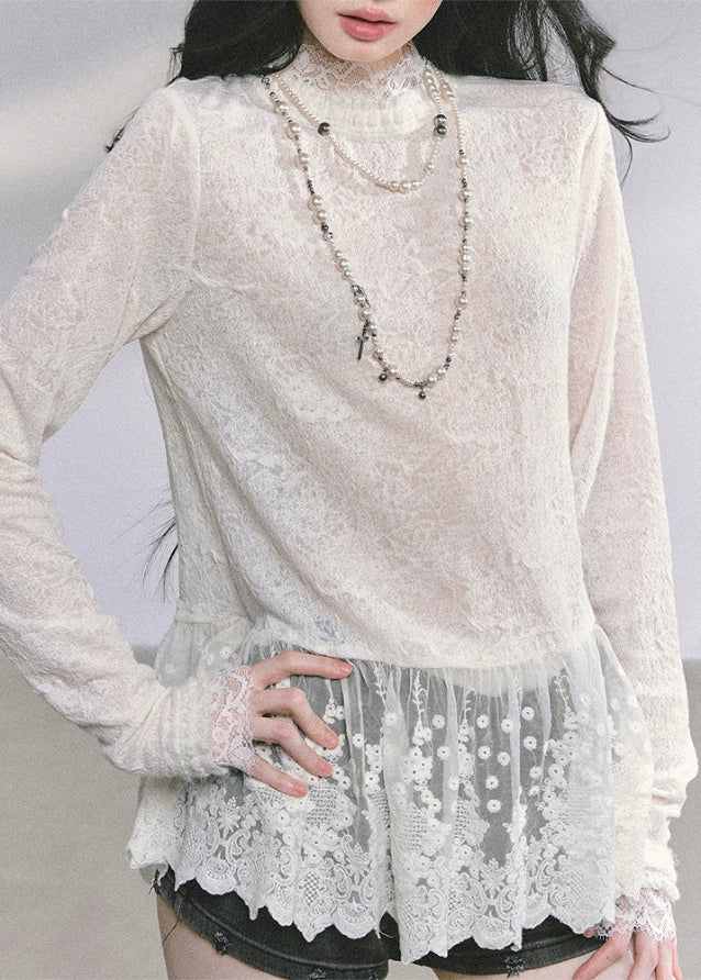 Paris Lace Veil Peplum Tee