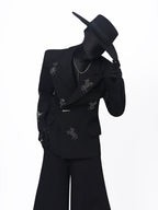 【26s May.】Rhinestone Structured Slim Black Blazer