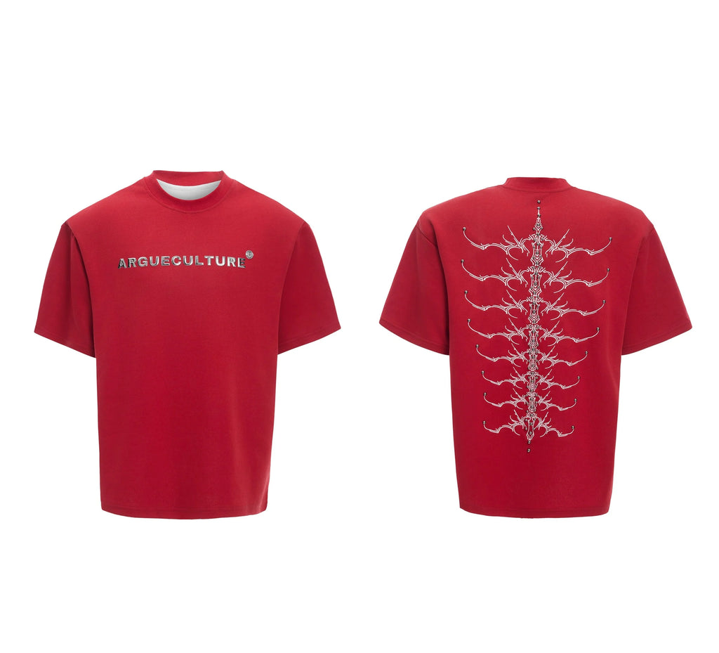 【25s Apr.】Heavy Rivet Spine Embroidered T-shirt