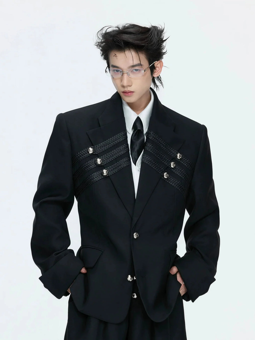 【26s Apr.】Silver Detail Double-Breasted Tailored Suit Set
