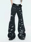 【26s Apr.】Distressed Studded Irregular Flared Denim Pants