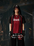 Red Black Contrast Jersey Tee