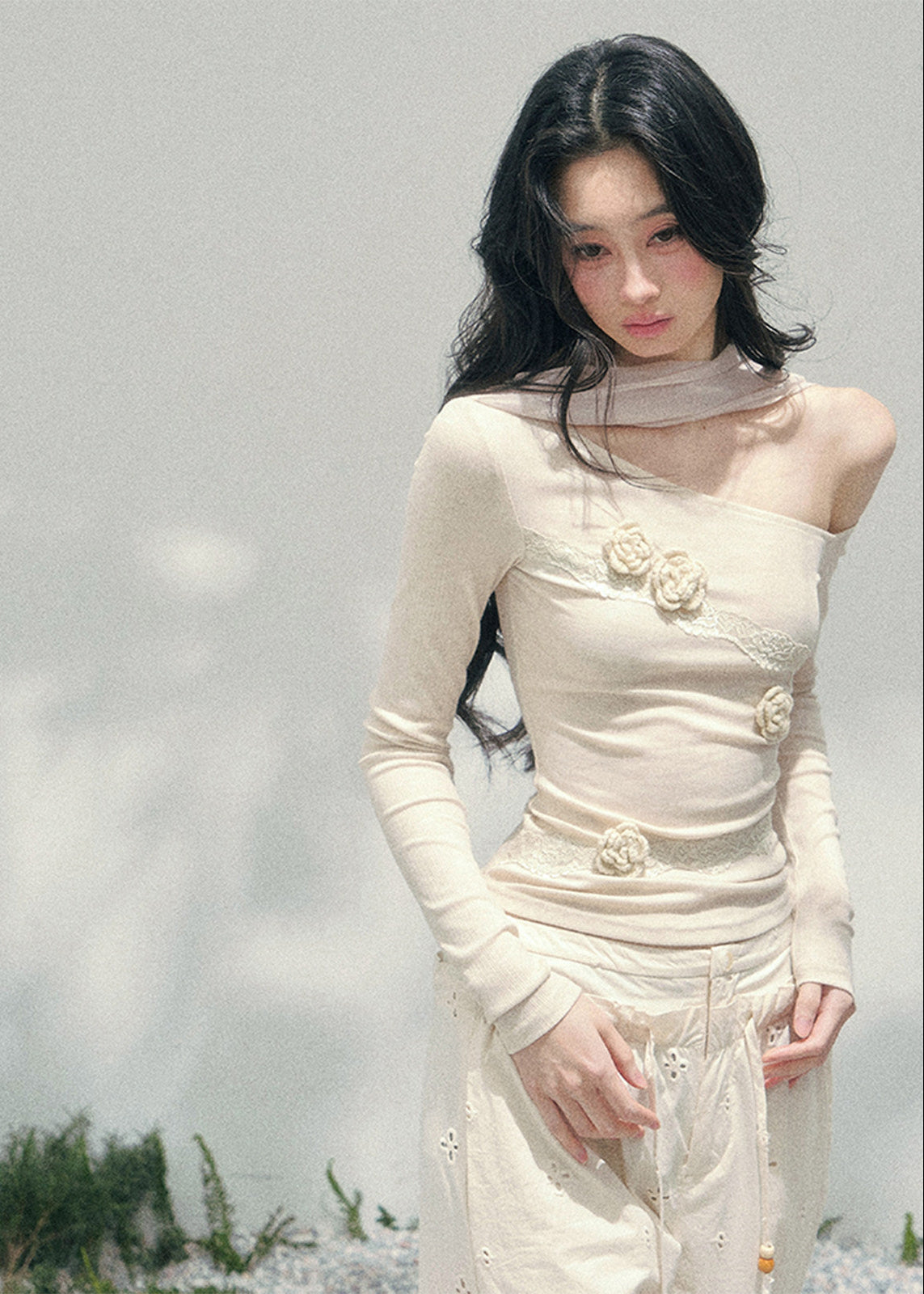 Rose Whisper Off-Shoulder Lace Top
