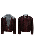 【25s Nov.】"Snowy Silver Fox" Plush Leather Jacket (No Hood)