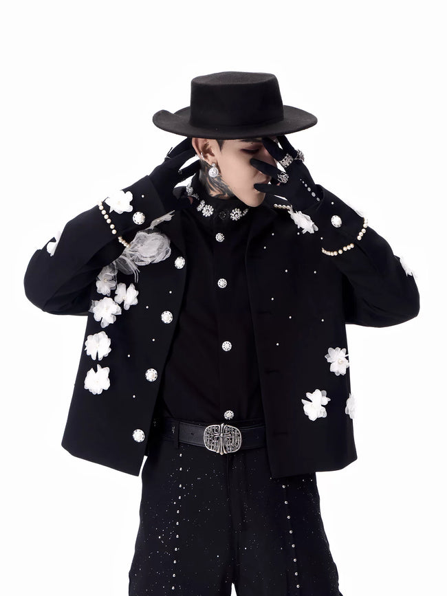 【26s Feb.】Couture 3D Floral Structured Shoulder Cropped Jacket / Pants Main Image