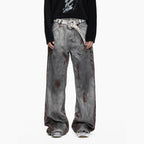Blood Wash Distressed Flared Denim Jeans