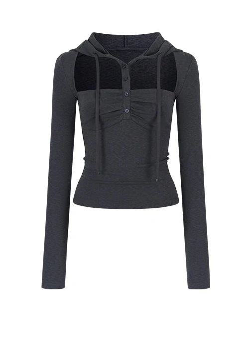 Dark Mode Hooded Cutout Top