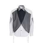 【25s Apr.】Mesh Stitching Shoulder Pad Long Sleeve Shirt