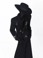 【26s May.】Rhinestone Structured Slim Black Blazer