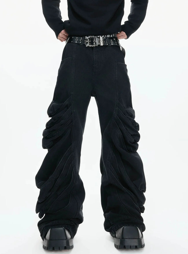 【26s Jan.】Deconstructed Vintage Curved Straight Denim Pants Hover Image