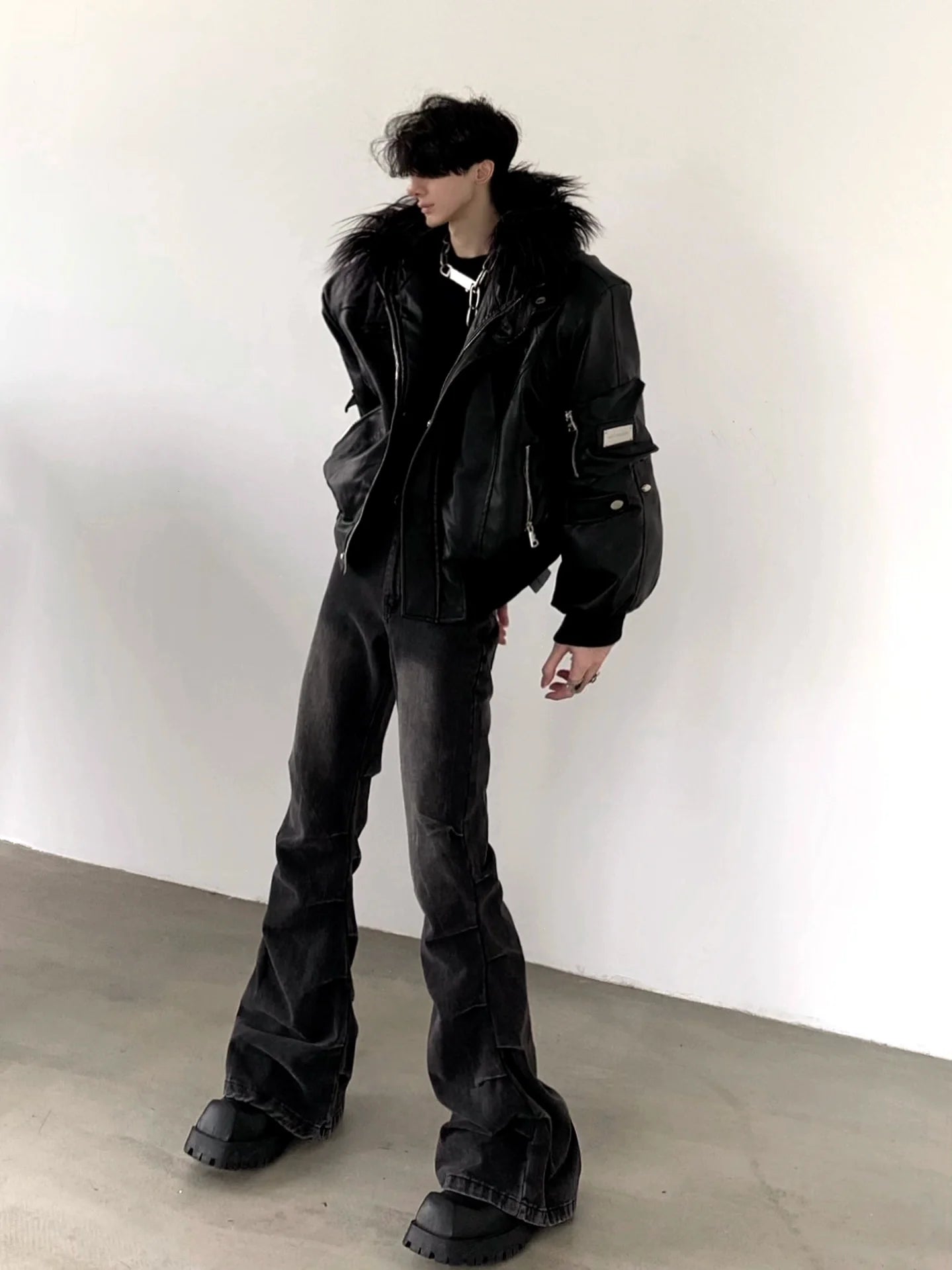 【25s Sep.】Punk Mountain Eagle Large Fur Collar Jacket